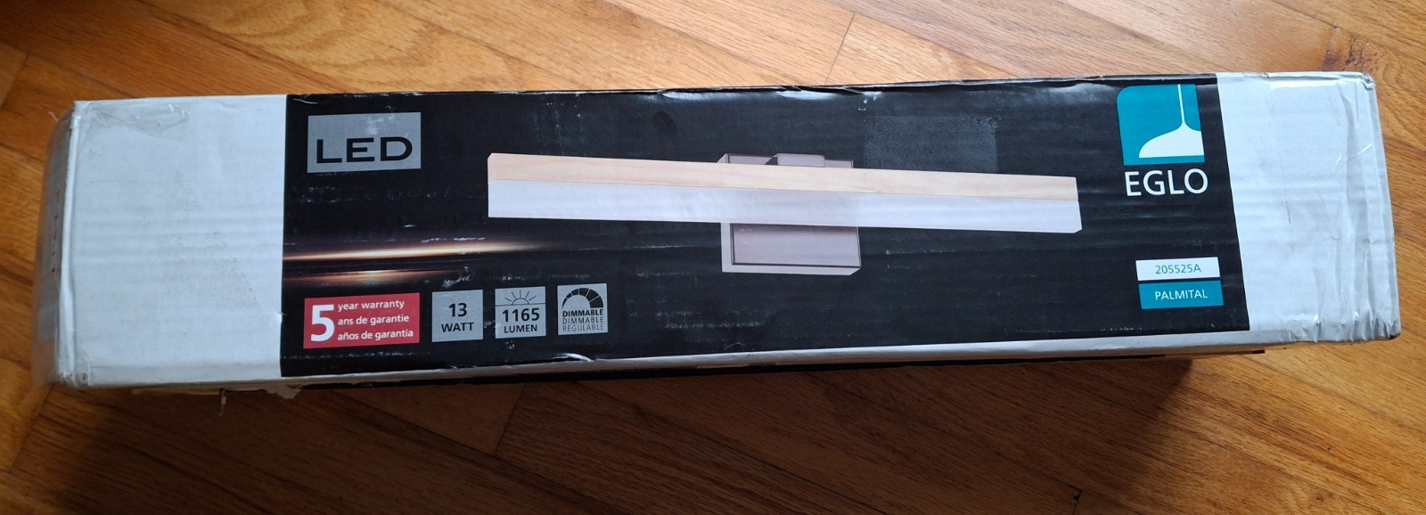 Eglo 205525A Palmital 13W Dimmable LED Bath Bar Light Fixture – Natural Wood