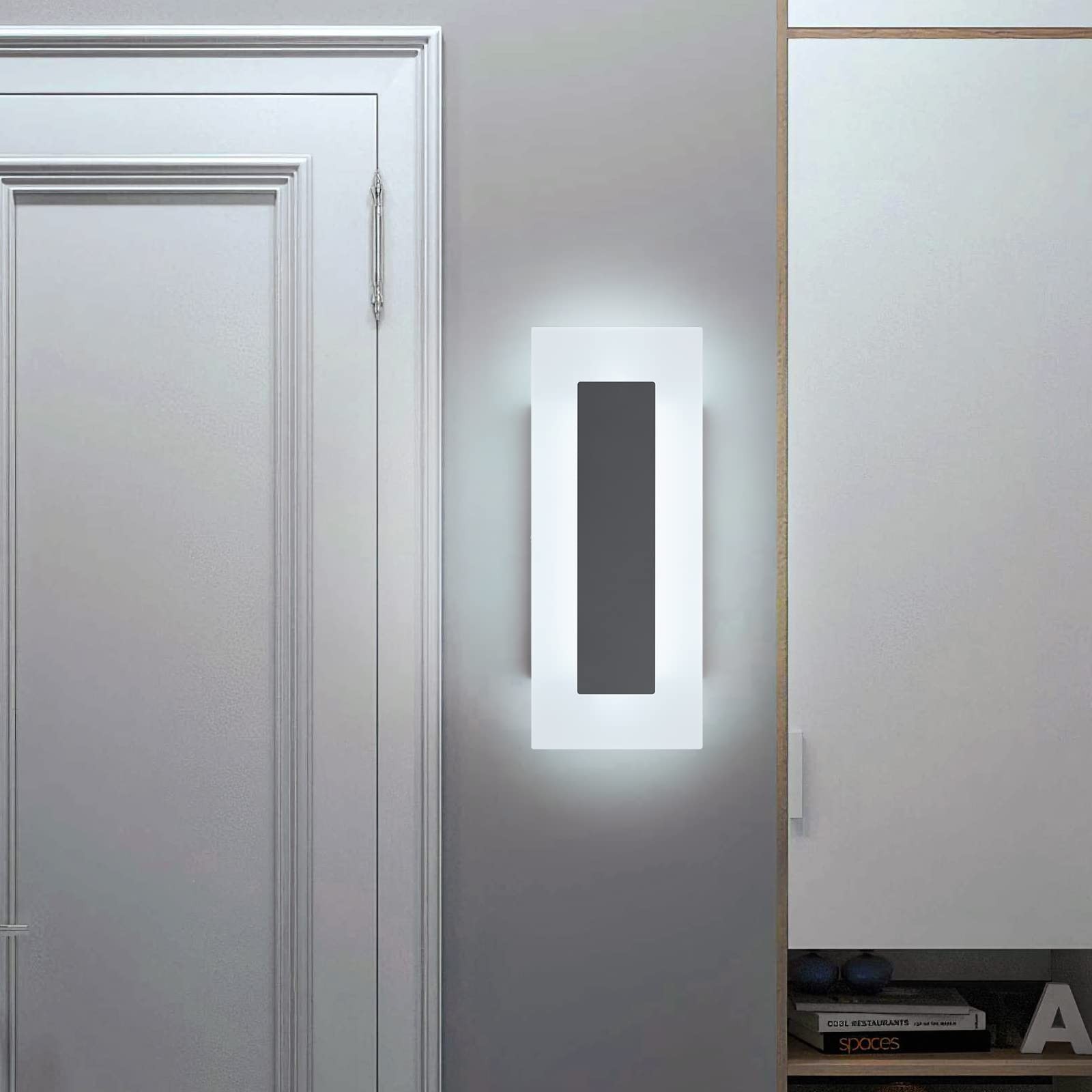 2 PCS Modern LED Acrylic Black Wall Sconce White Light 6000K Indoor Fixture
