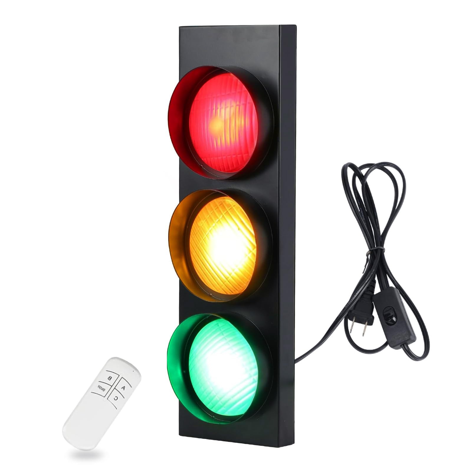 Traffic Light Wall Lamp, Retro Style Traffic LED Lamp with Remote Control, Fu…