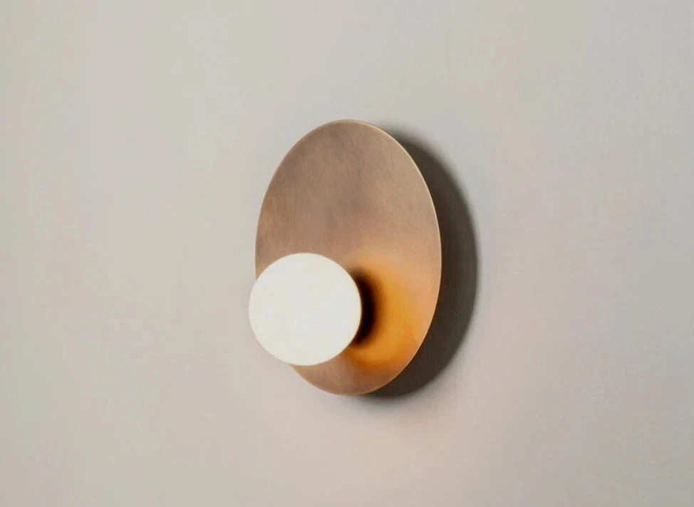 Stilnovo Wall Fixture 1950’s Mid Century Modern Brass Italian Disc Light Sconce