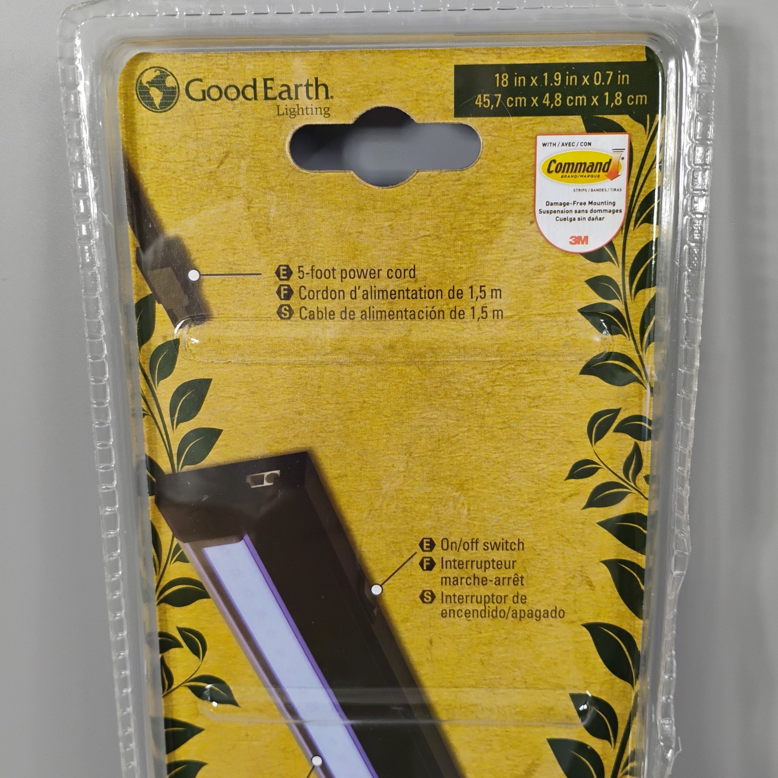 Good Earth Lighting 18″ LED Black Light Plug-In 5ft Cord Tape Mount NEW