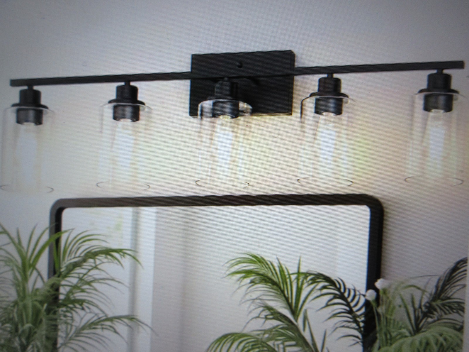 YANSUN 35 in. 5-Light Matte Black Industrial Bathroom Vanity Light w Clear Shade