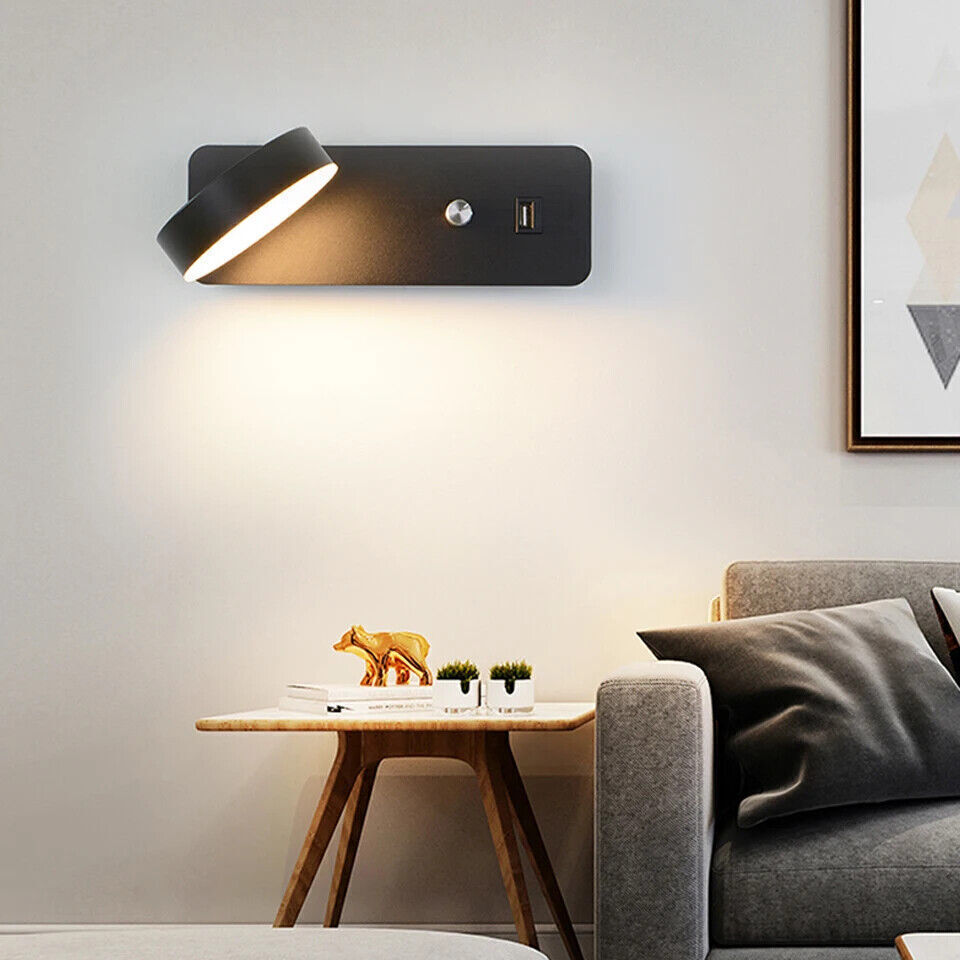 LED Wall Light Modern Indoor 110V 220V 7W 9W W/ Switch Bedroom Bedside USB Lamps