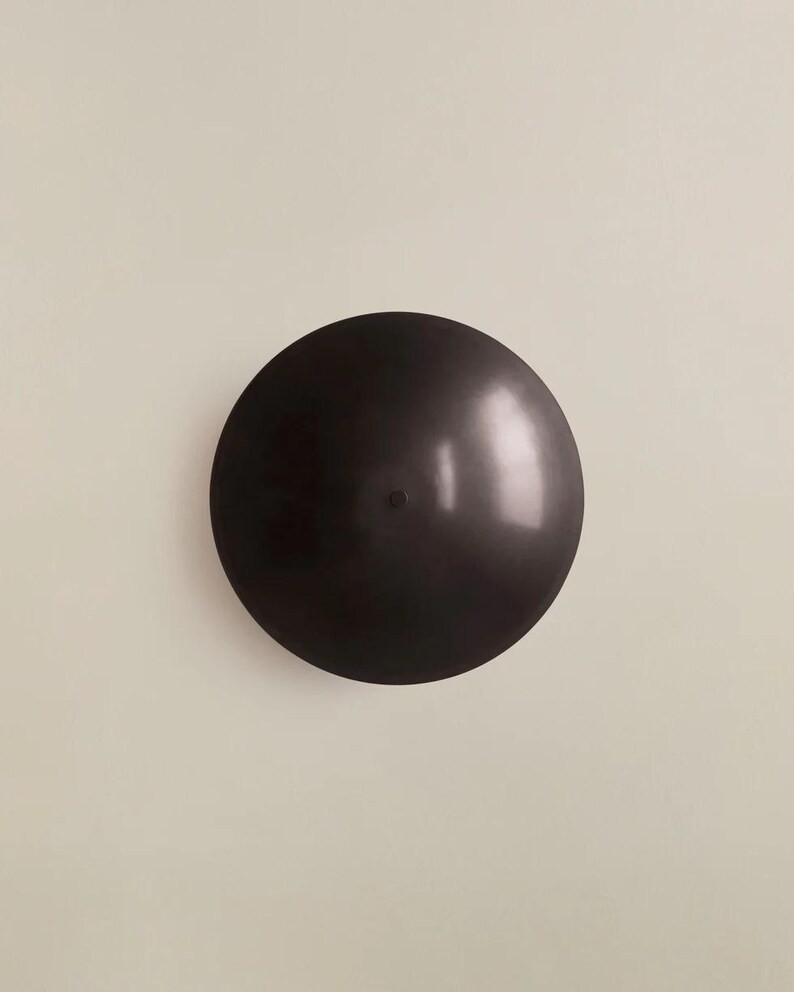 Brass Disc Wall Sconce with Backlight – Modern Ambient Wall Light Fixture