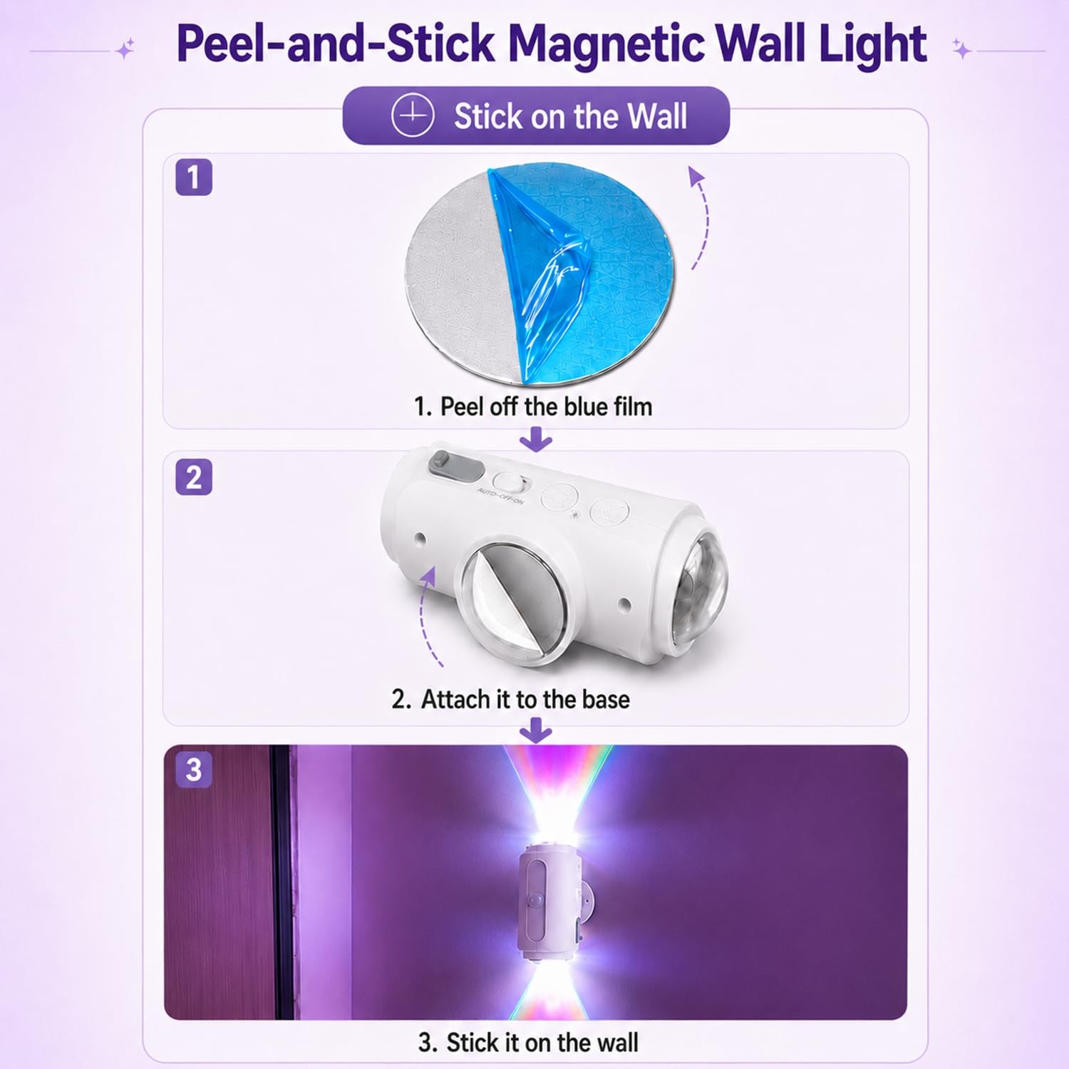 Motion Sensor Wall Light, Rechargeable Peel and Stick on Sconce Set of 2, Wir…
