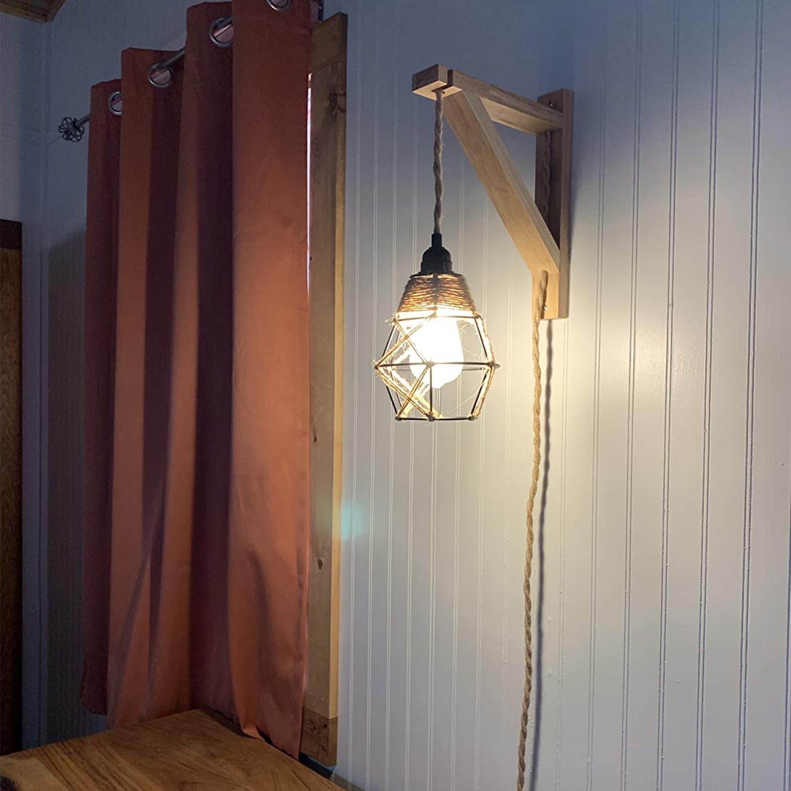 Frideko Wall Lamp with Plug in Cord – Plug in Wall Sconces, Farmhouse Hanging La