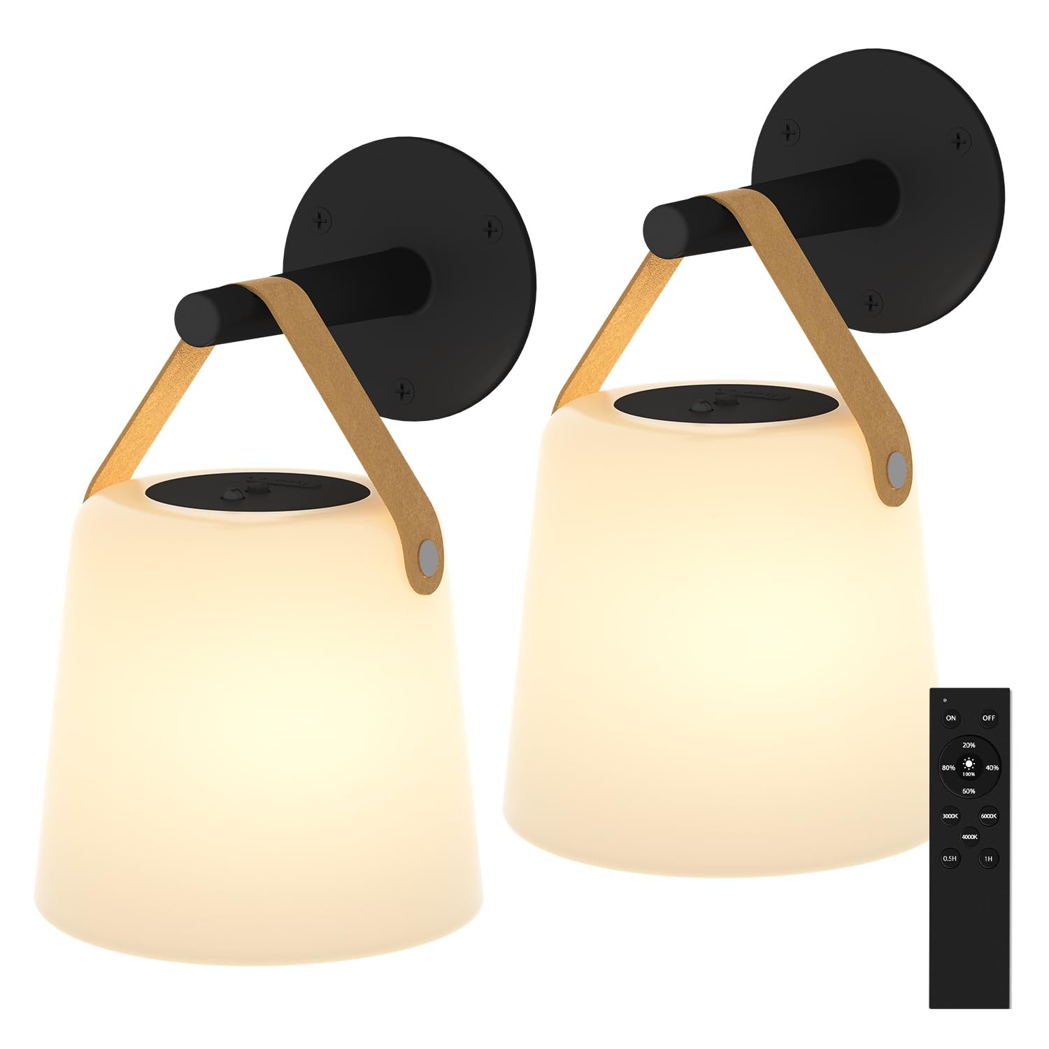 Rechargeable Wall Sconce Frosted 5000 mAh Cordless Lamp Black RV 2 PCS