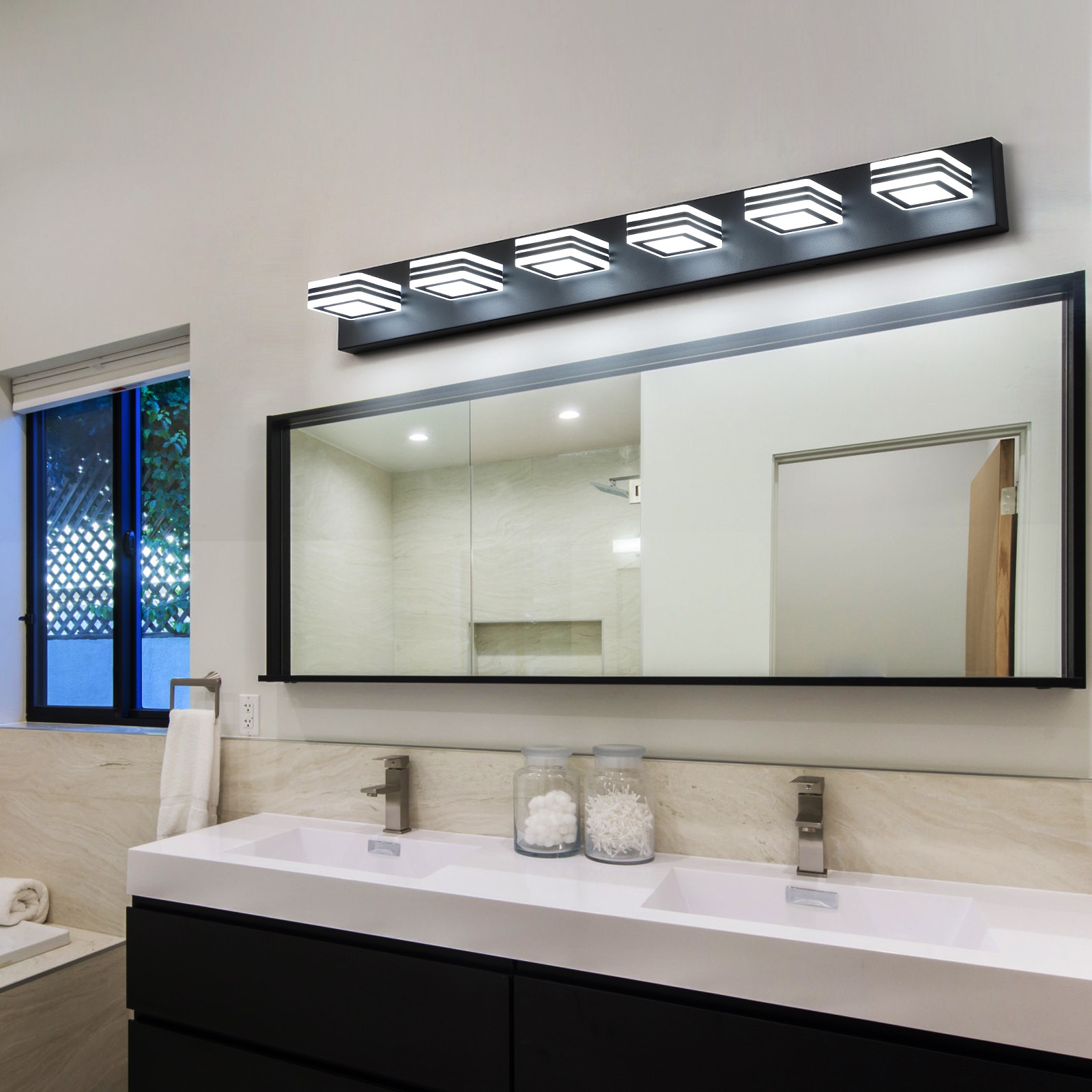 39″ 6 Lights Bathroom Mirror LED Vanity Light Black Wall Lamp Fixture Dimmable