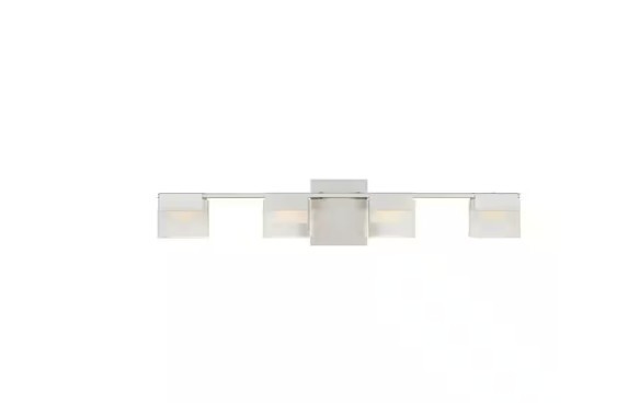 H D VICINO 30″ W x 5.71 » H 4-Light Matte Nickel LED Light w/ Frosted Shades