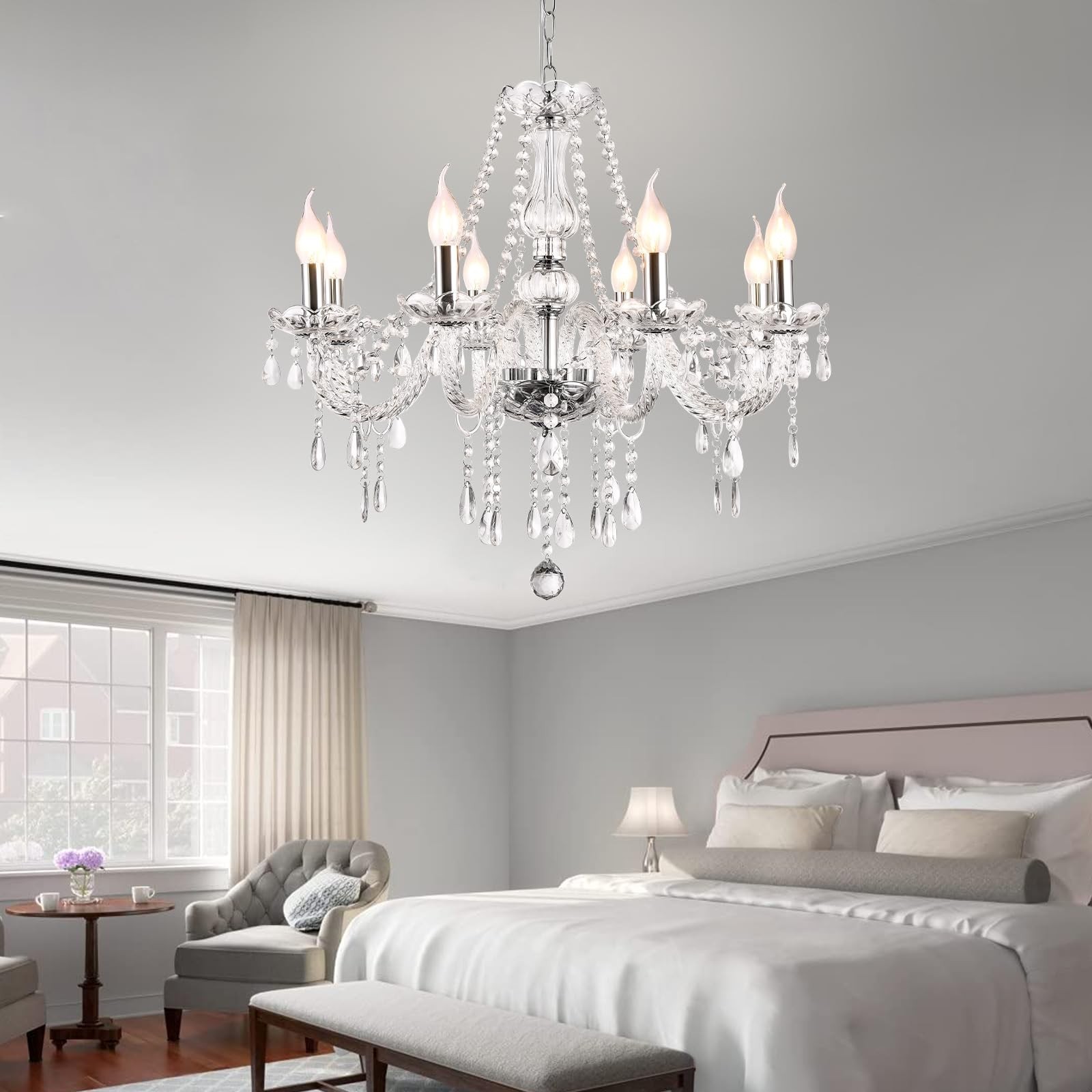 Modern Elegant 8 Lights K9 Crystal Glass Chandelier Pendant Ceiling Lighting …