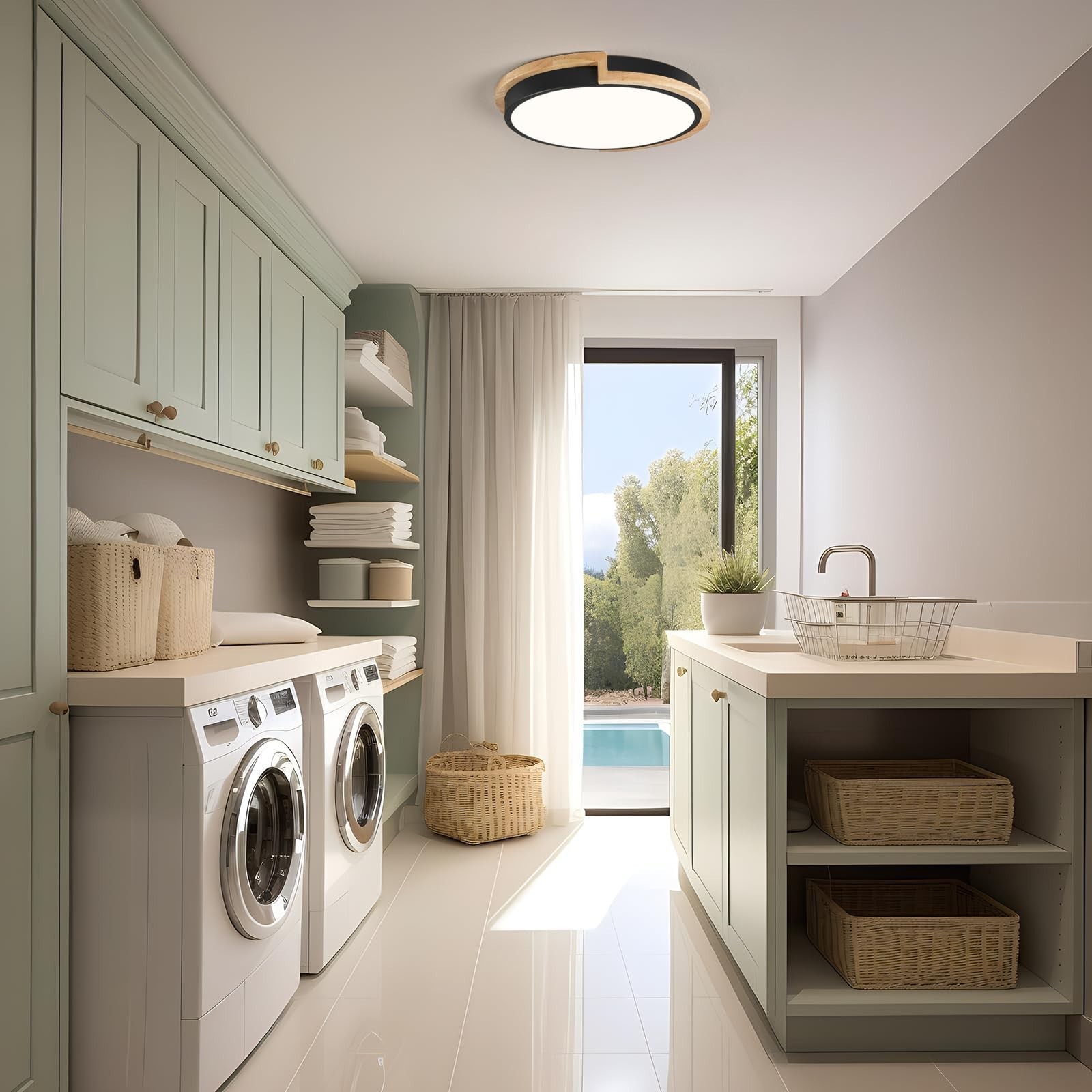 Modern LED Close to Ceiling Light, Round Shape Flush Mount Ceiling Light Fixt…