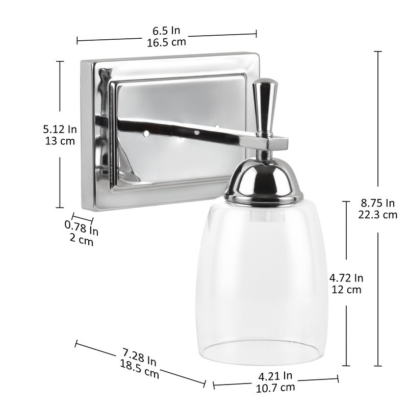 Dimmable LED Bathroom Vanity Light Chrome Clear Shade Energy Efficient 800Lumen