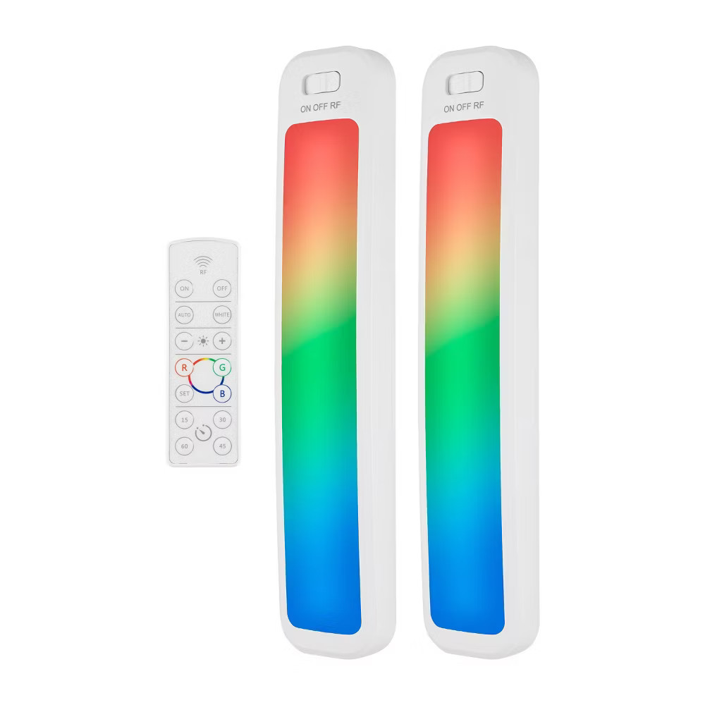 Energizer 12″ 2pk Indoor Color Changing LED Cabinet Lights Bar with Remote