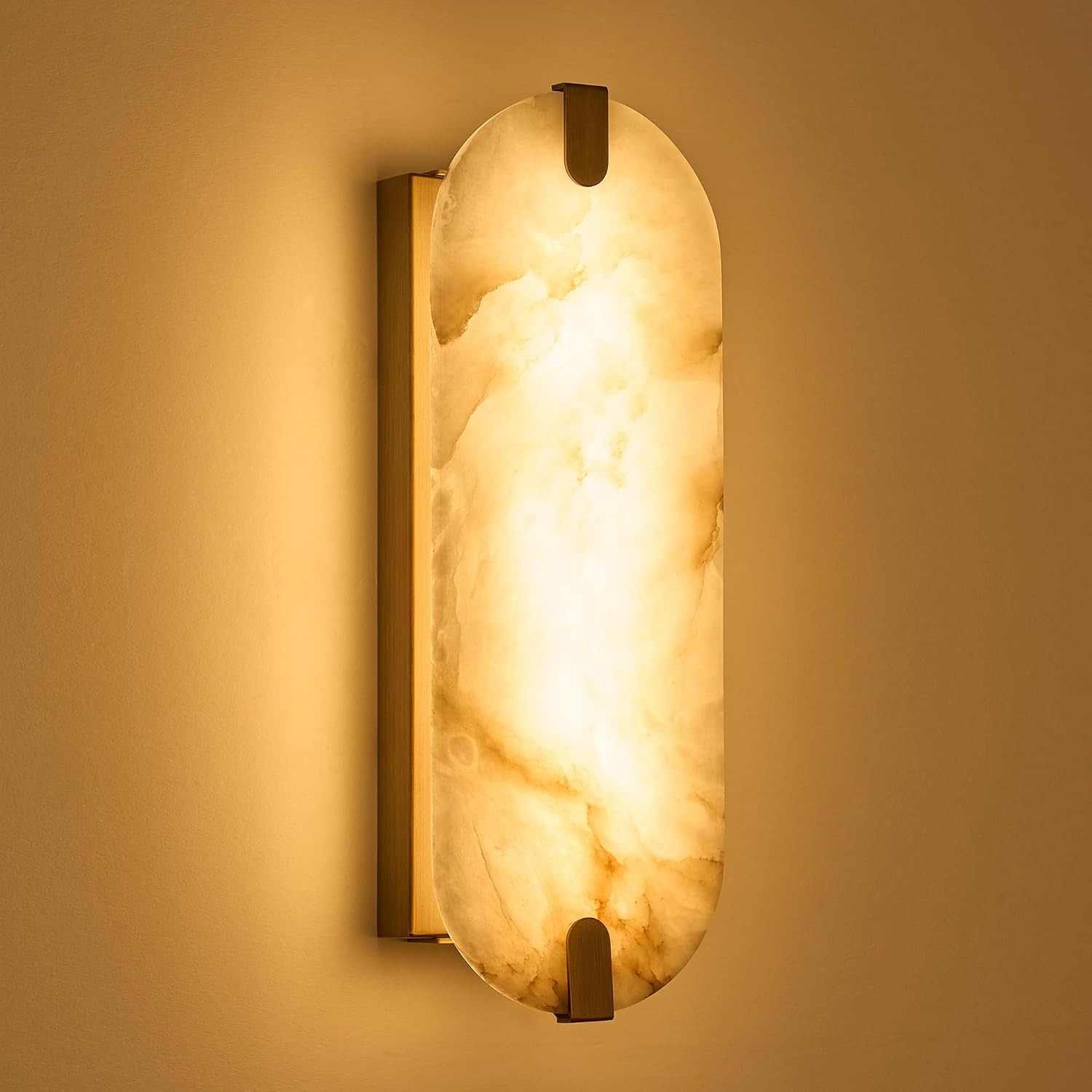 Alabaster Wall Sconces, 14.2 Inch Natural Marble Wall Lamp,Dimmable Alabaster Wa