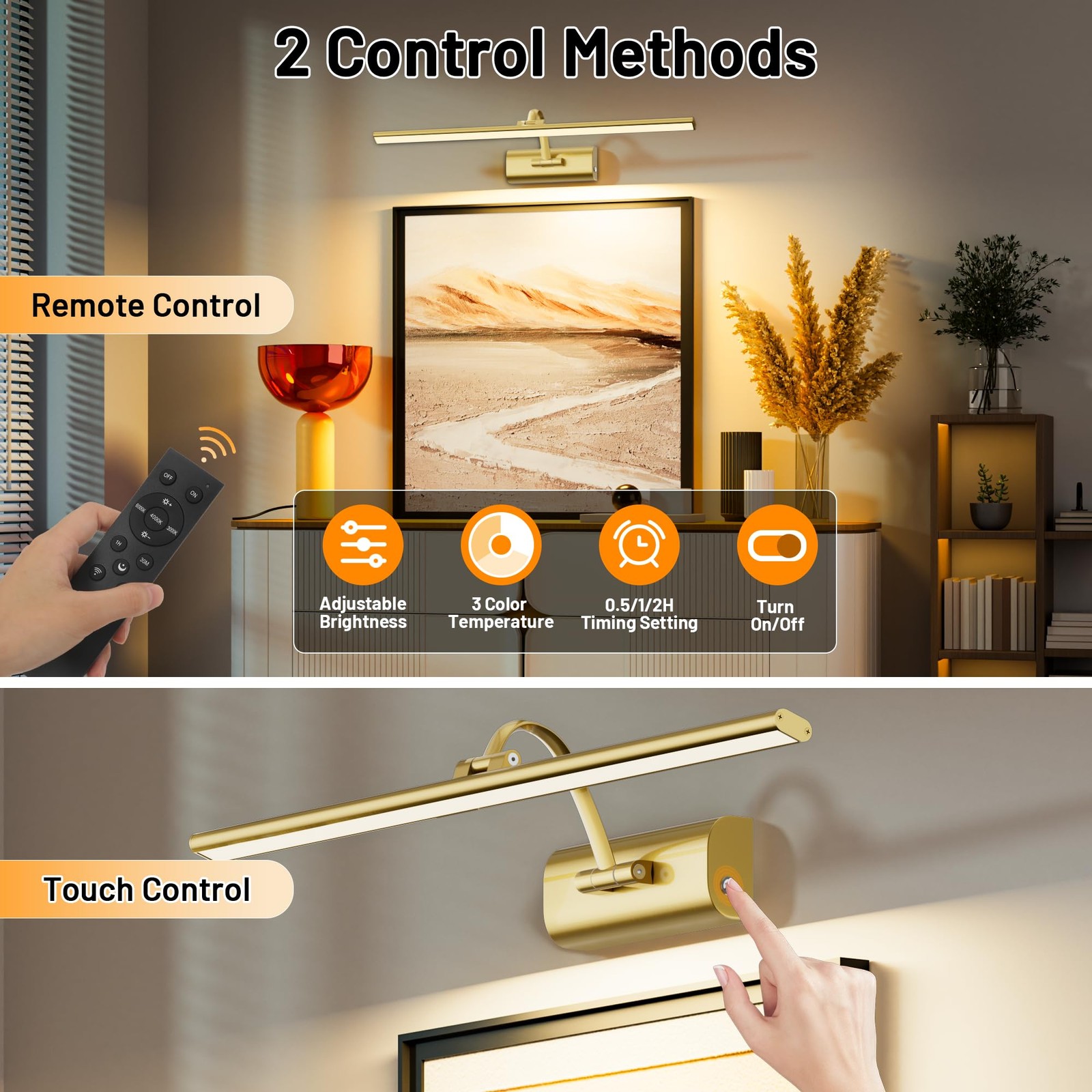 AIFEI Wireless Picture Lights for Wall Battery Operated, 8000mAh Long-Last