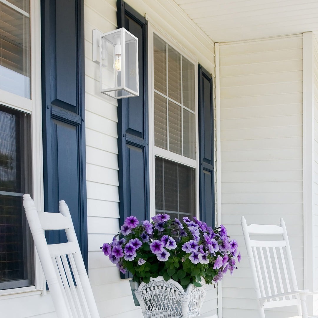 Globe Electric Bowery 1-Light Matte White Wall Sconce w/ Clear Glass Shade