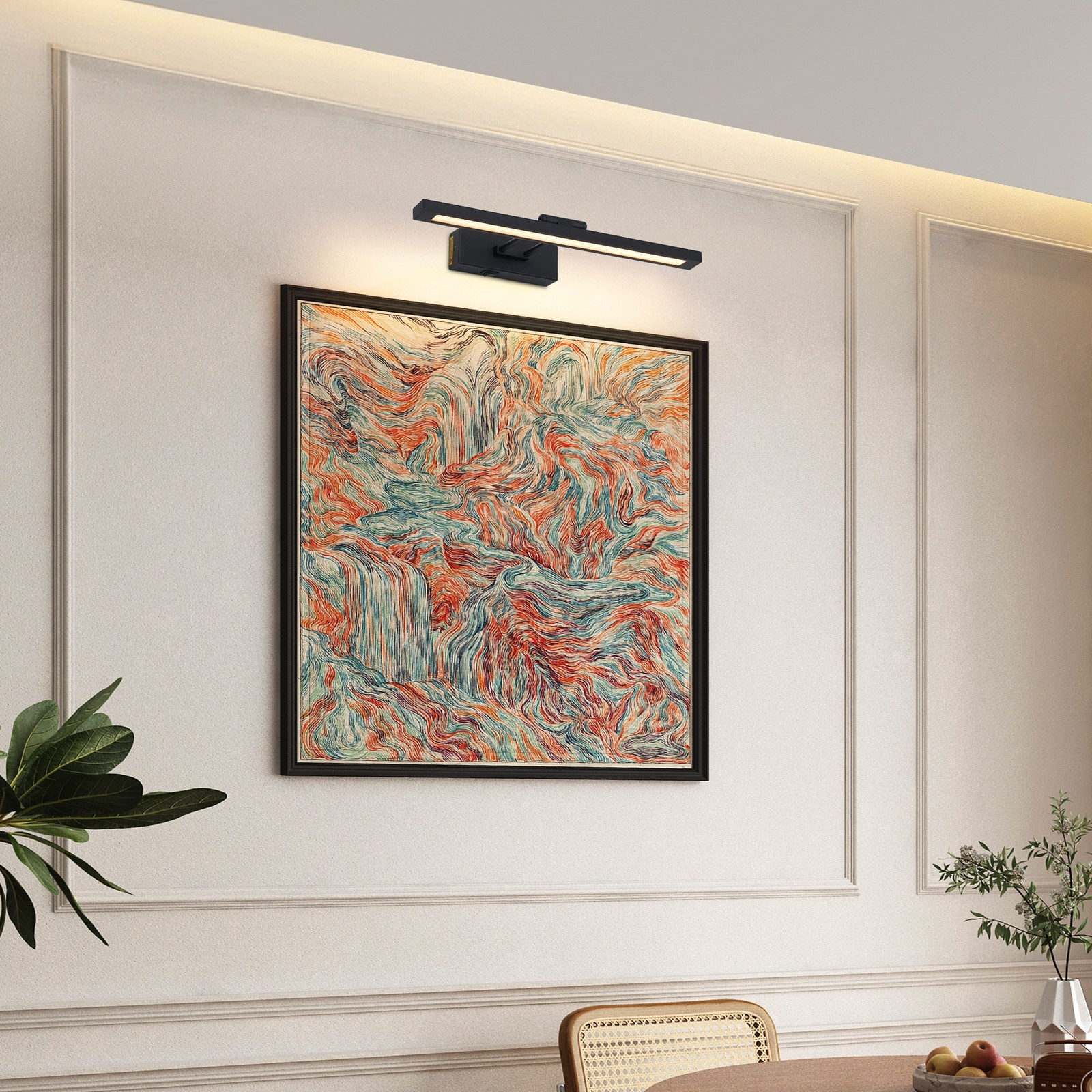 Picture Light Black 16» Battery Operated for Wall Sconce w Remote 3CCT 5000mAh