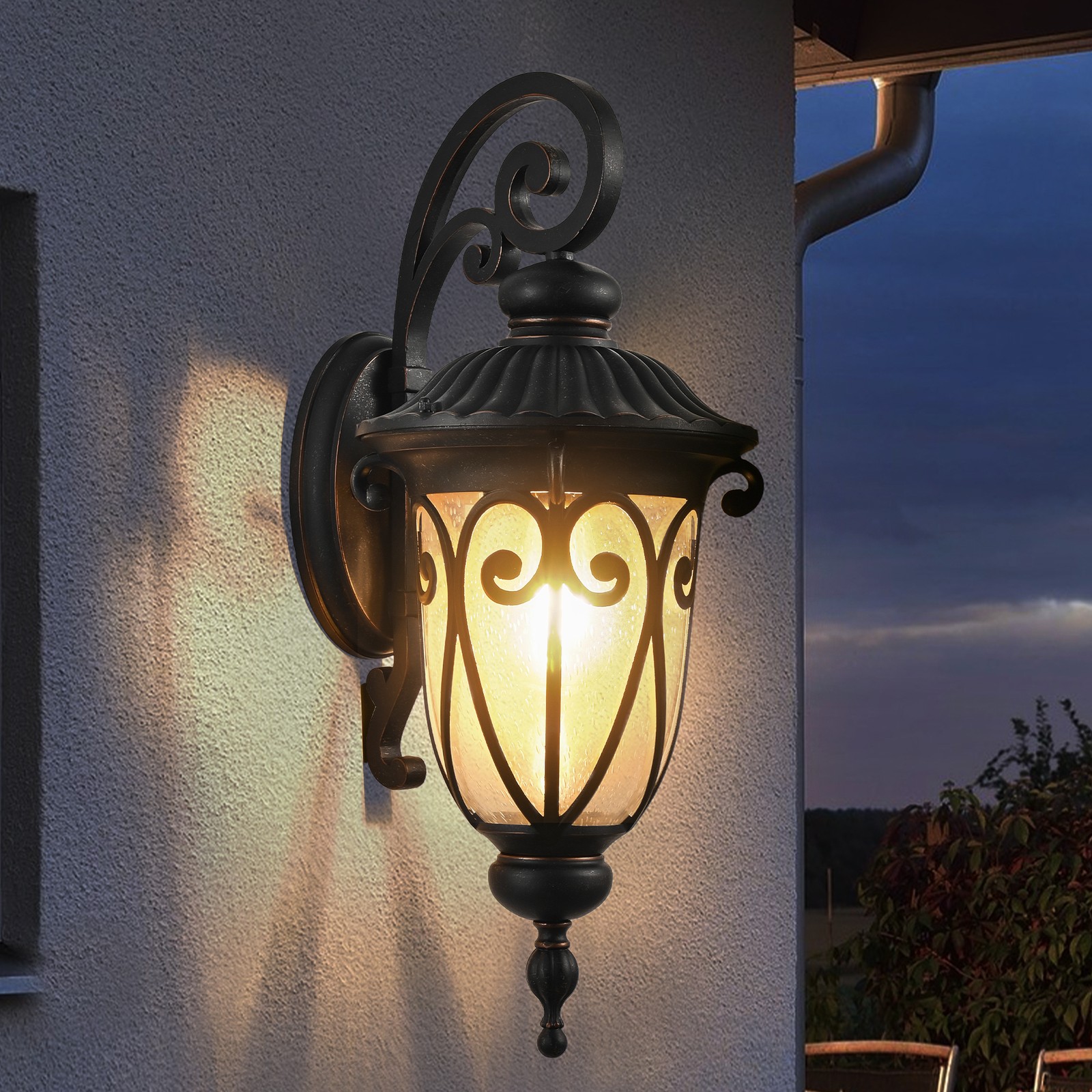 23″ Antique Bronze Outdoor Porch Wall Light Bubble Glass Vintage Sconce Fixture