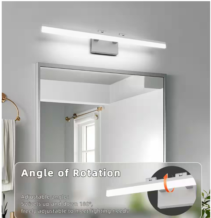 31.5 in. 1 Light Silver LED Vanity Light Bar with Aluminum Frosted Dimmable 5500