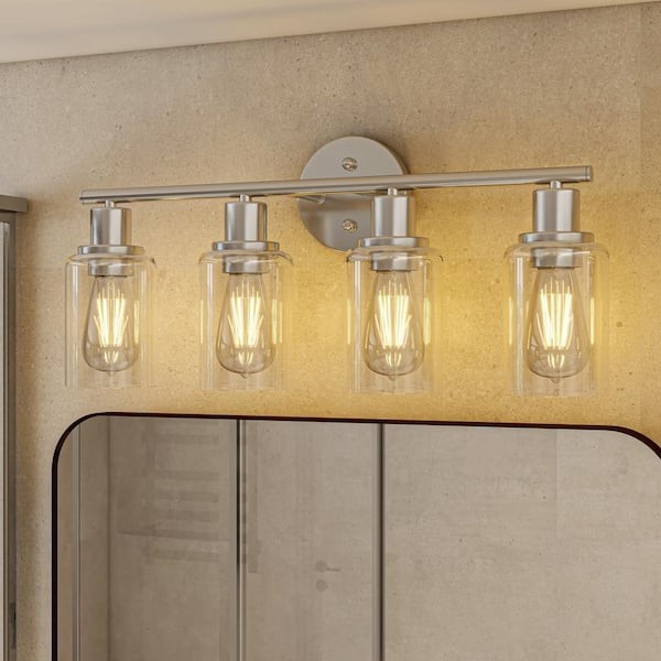 Pia Ricco 23.09 in. 4-Light Brushed Nickel Bathroom Vanity Light Fixture 41954BN
