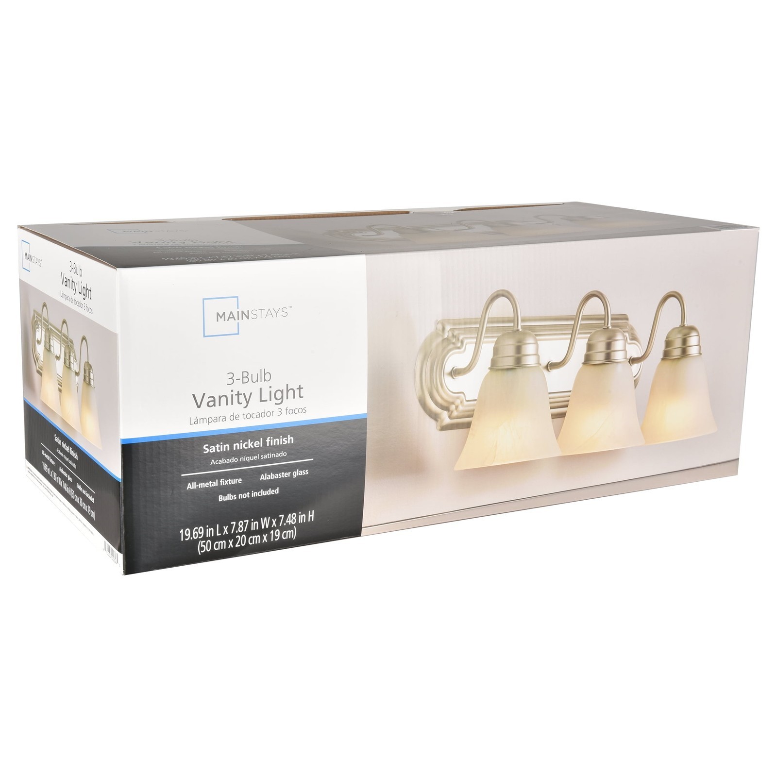 20″ Traditional 3-Head Vanity Lights Glass Shades A19 Bulbs Not Included New