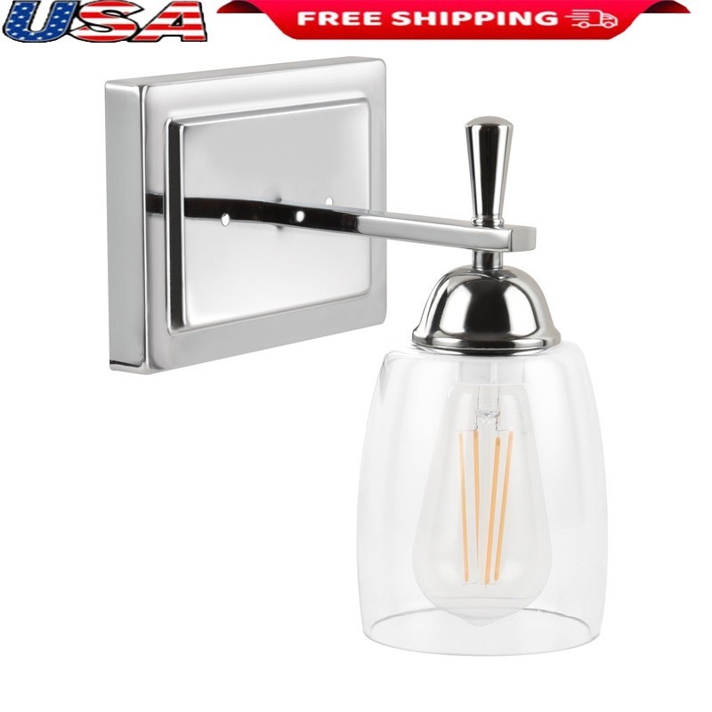 Dimmable LED Bathroom Vanity Light Chrome Clear Shade Energy Efficient 800Lumen
