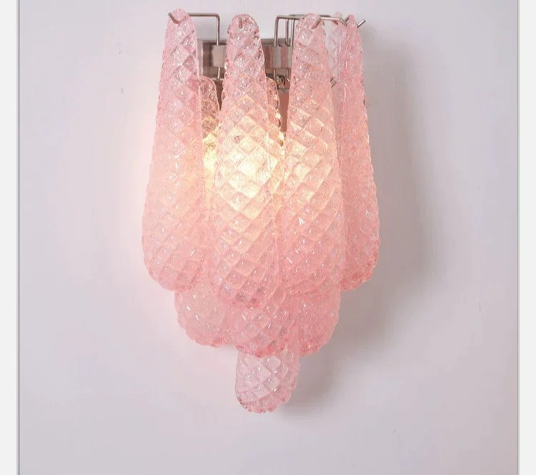 Clear White, Dreamy Pink, Fresh Blue Handmade Glass Silver Wall Lamp