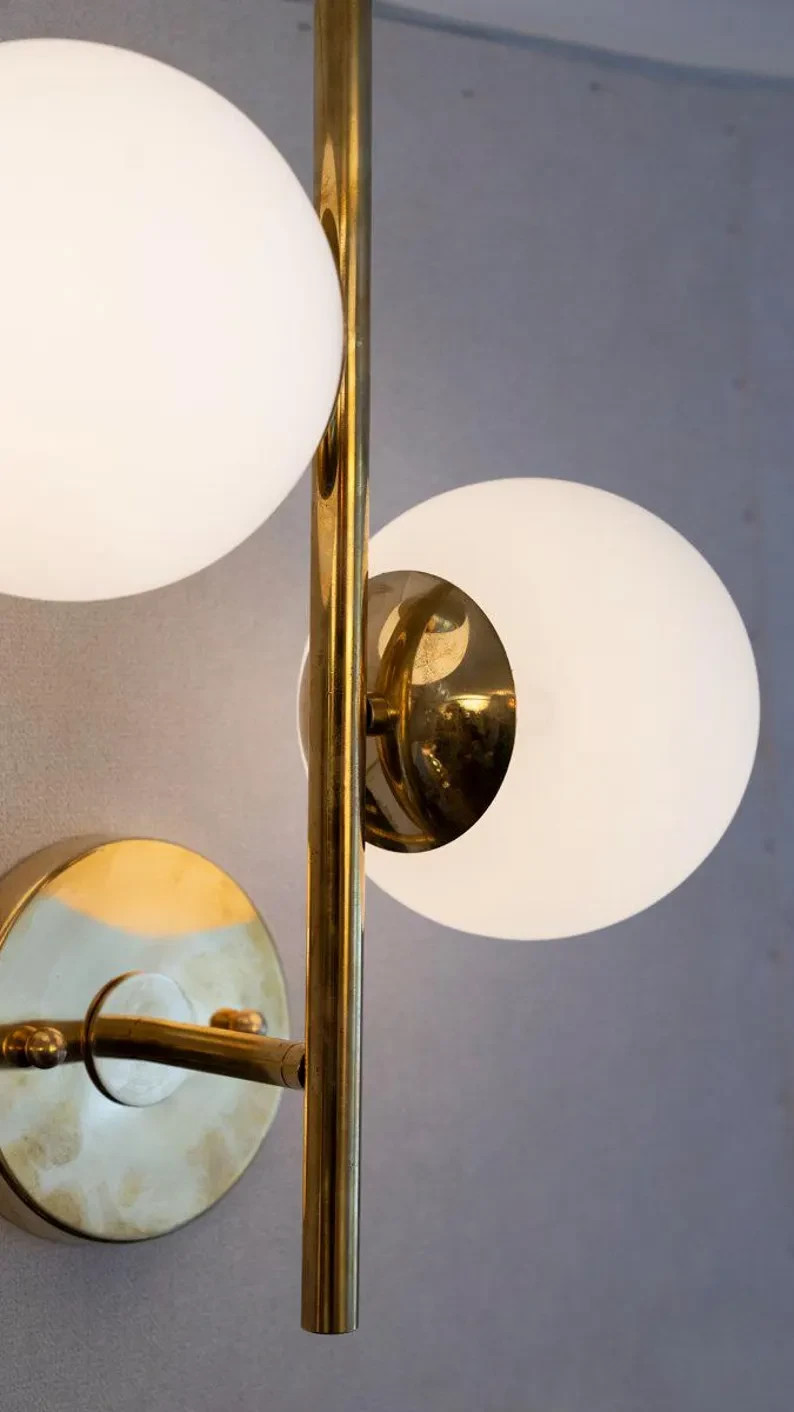 Handmade Italian Brass Wall Sconce Handmade Glass Globe Wall Lamps