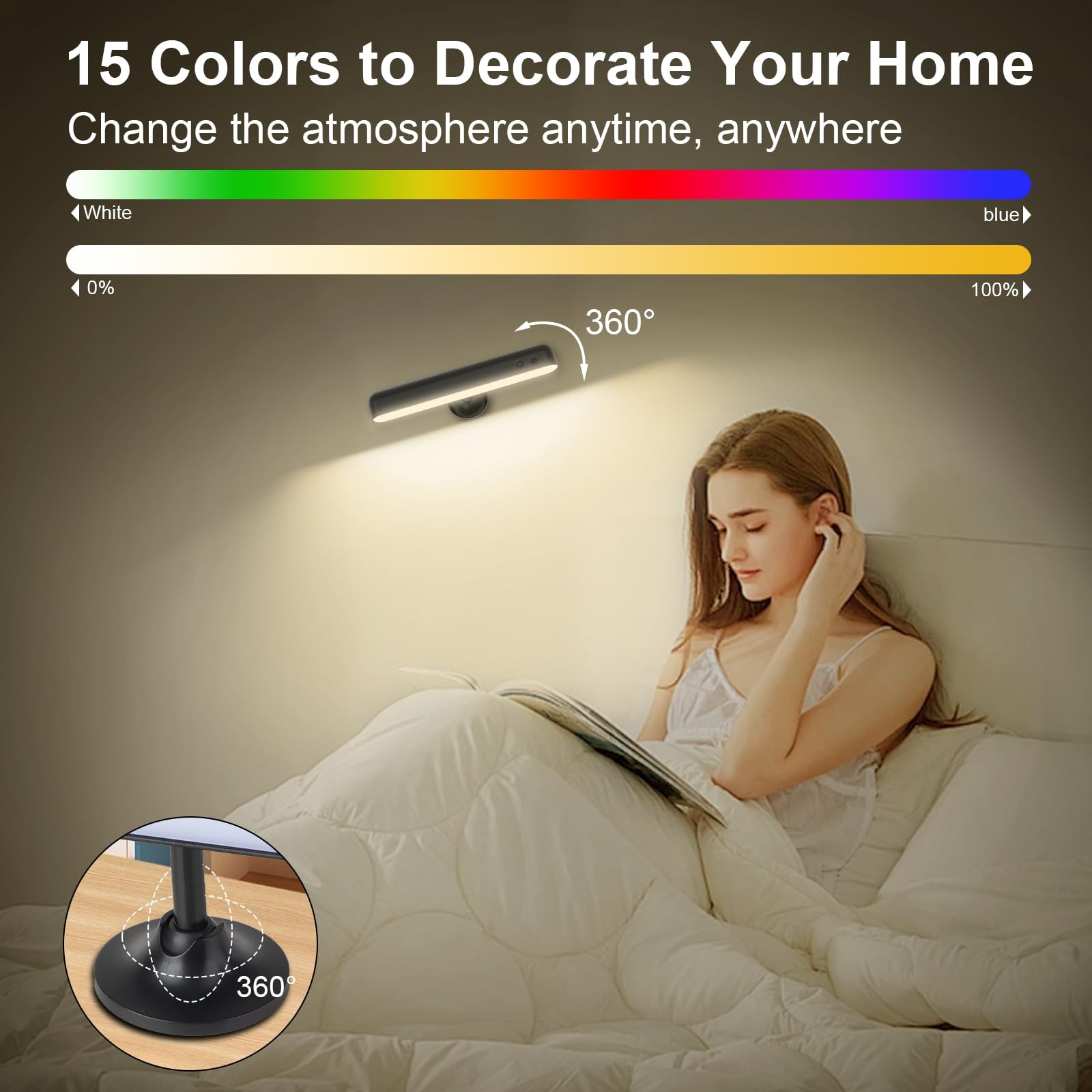 Battery Operated Wall Sconce, 7500mAh Rechargeable Wall Light for Bedroom wit…