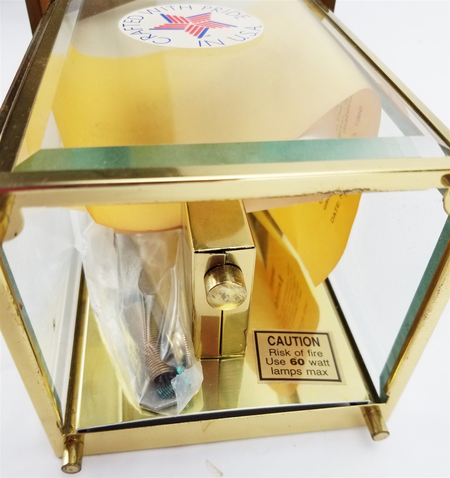 American Lantern Wall Sconce Gold Finish Vintage 1970’s Rectangular 9″