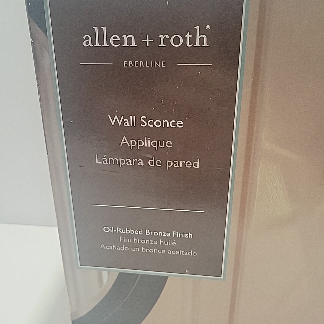 Allen + Roth Wall Sconce Eberline Oil Rubbed Bronze 9″ x 5.5 x 9.3 Light Crystal