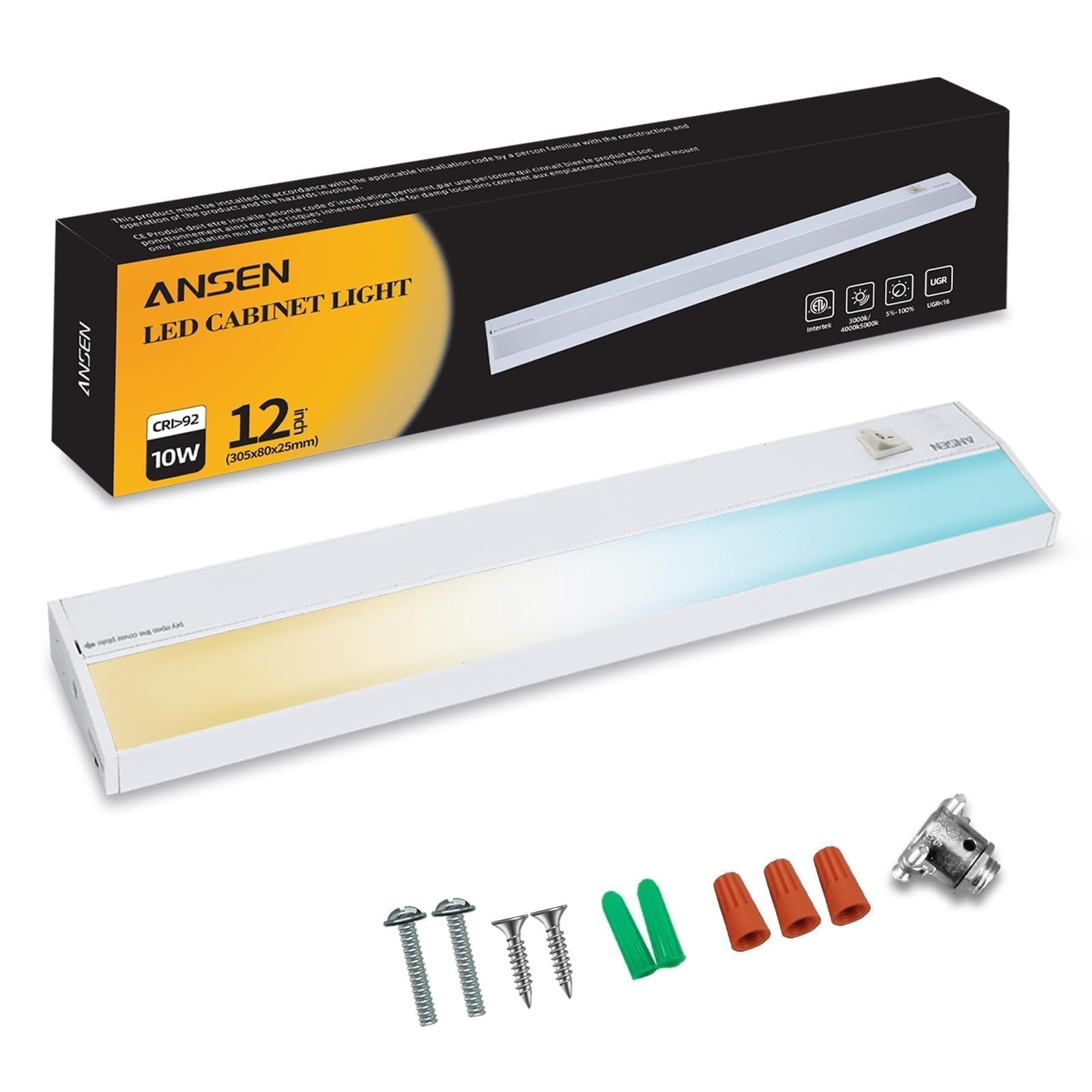 Dimmable 10W LED Under Cabinet Lighting – 12in, 666.7lm, 5 Color Temps, Kitchen/
