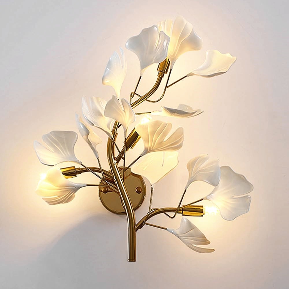 Nordic Ginkgo Leaf Wall Lamp Minimalist 3-Color Light for Bedroom, Living Room