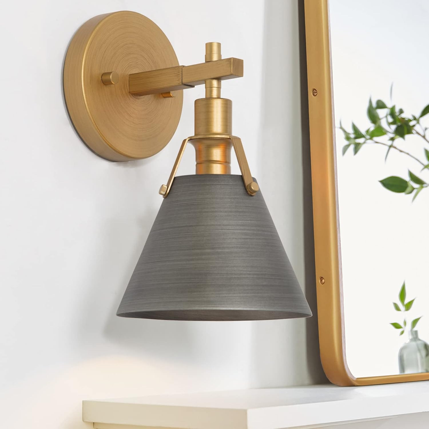Modern Antique Gold Wall Sconce for Bedroom, Bathroom, and Living Room