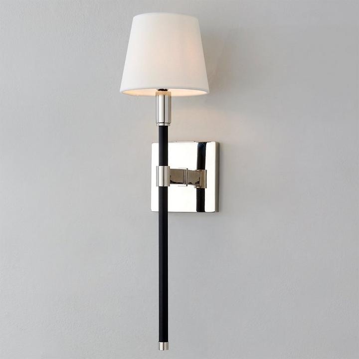 New Ralph Lauren Adjustable Wall Sconce Light in Black Leather & Silver 20–27″H