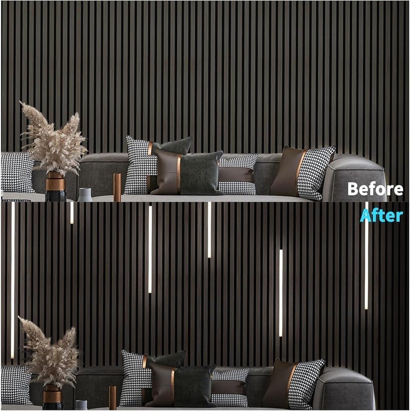 LED Light Bars Wood Slat Wall Panels Easy Install Touch Sensor Energy Efficient