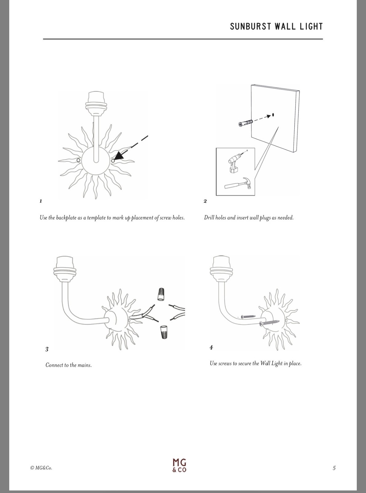 Matilda Goad & Co. Sunburst Wall Light Brushed Silver