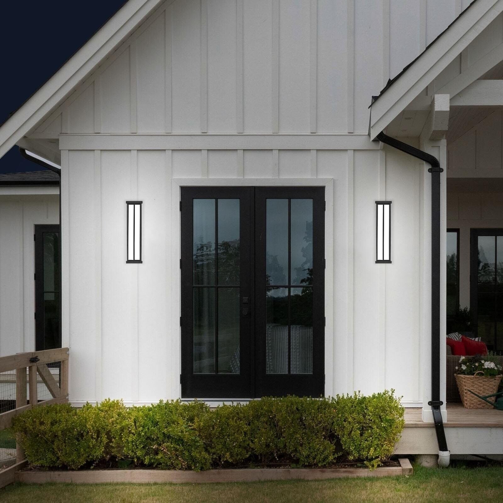 Luxrite LED Outdoor Wall Sconce 24in Black Aluminum 3CCT 26W ETL IP65 2-Pack