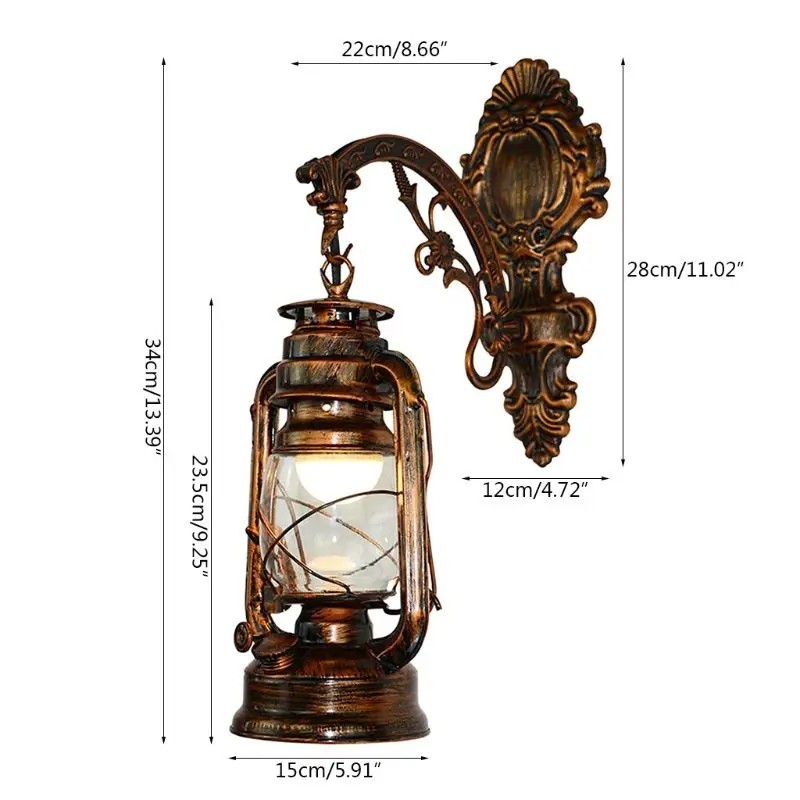 Vintage-Style LED Wall Lamp Barn Lantern Retro Coal Oil Wall Light