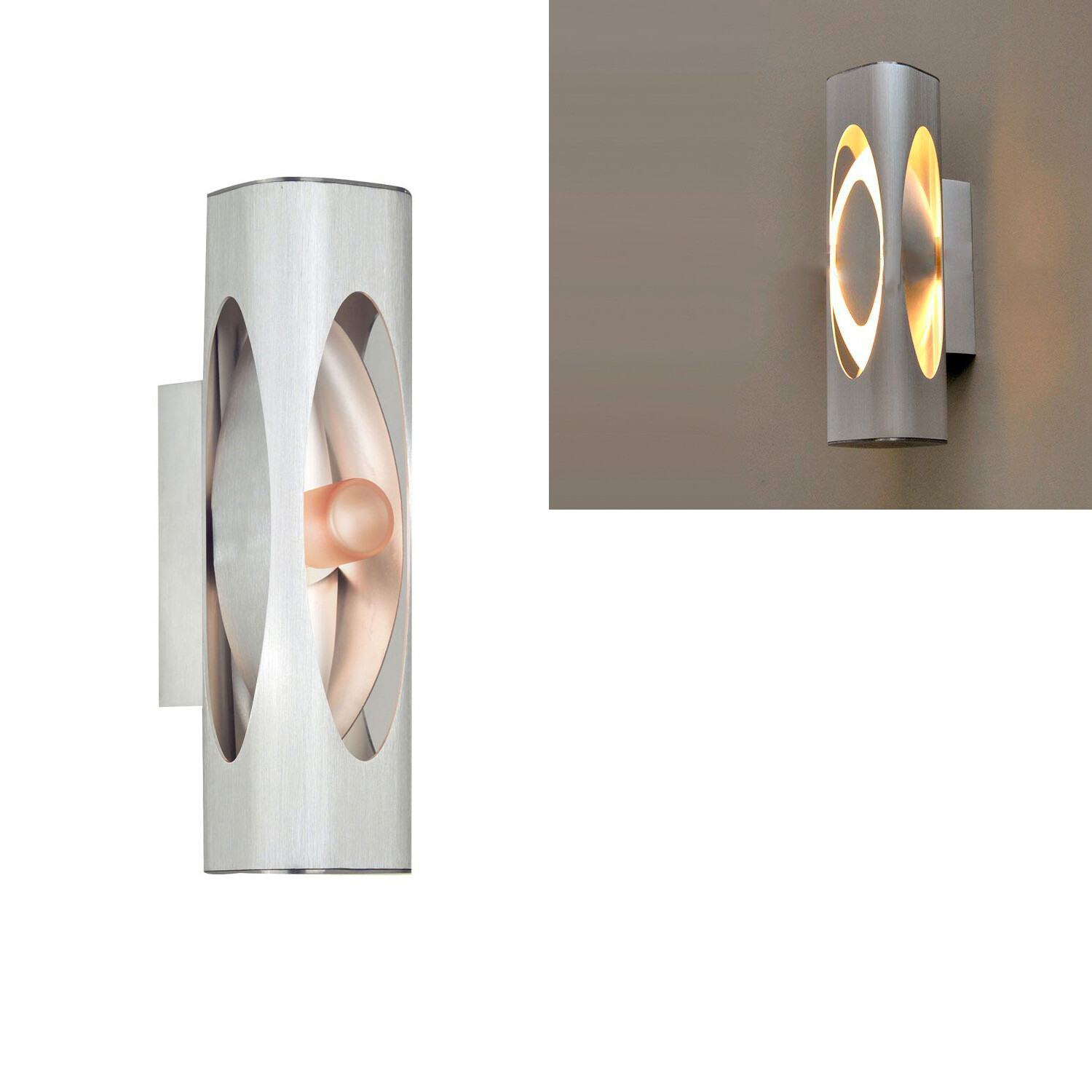 Wall Lamp Wall Light Indirect Brushed Aluminium Column Shape Silver