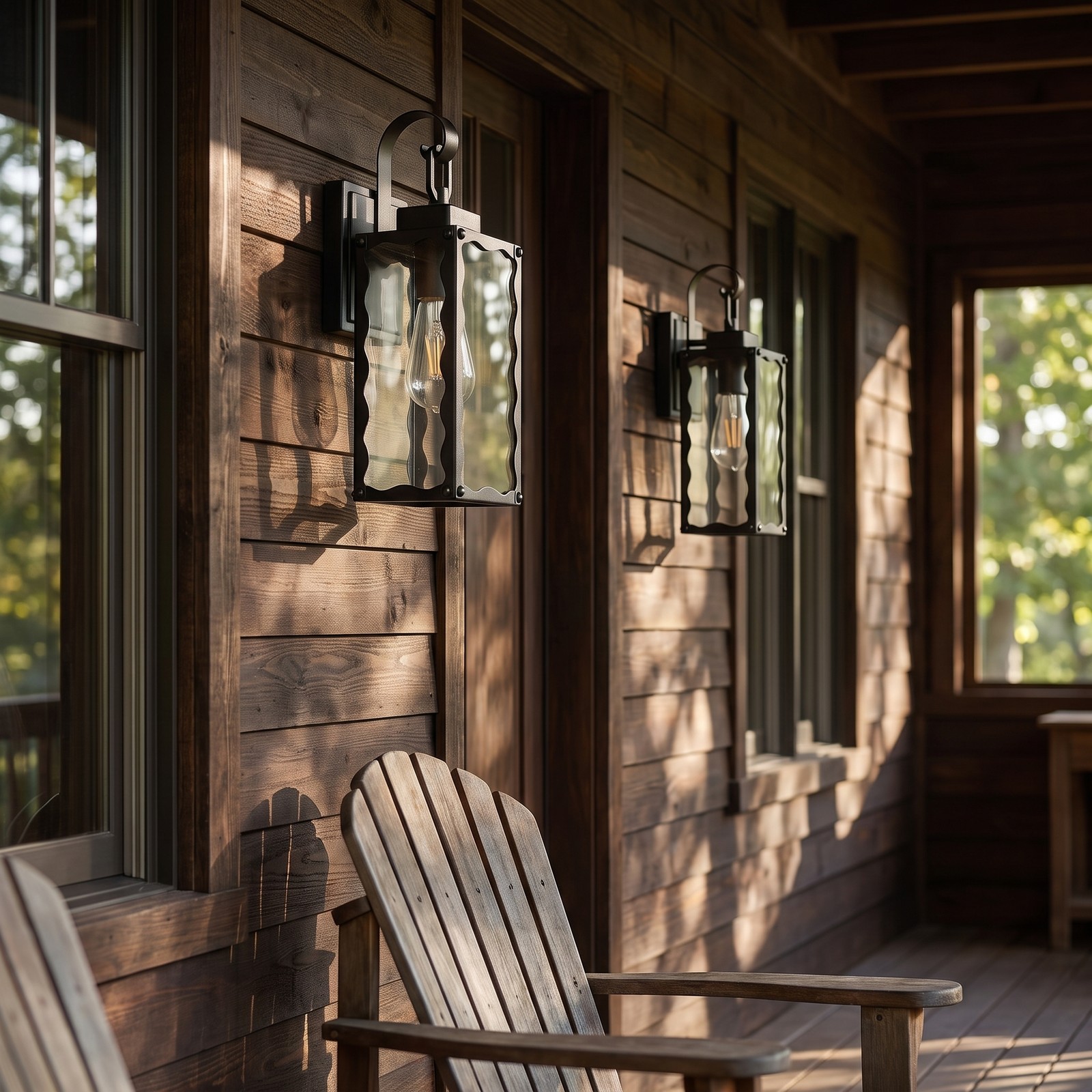2 Pack 15″ Outdoor Wall Light Glass Porch Exterior Mount Sconce Black Fixture
