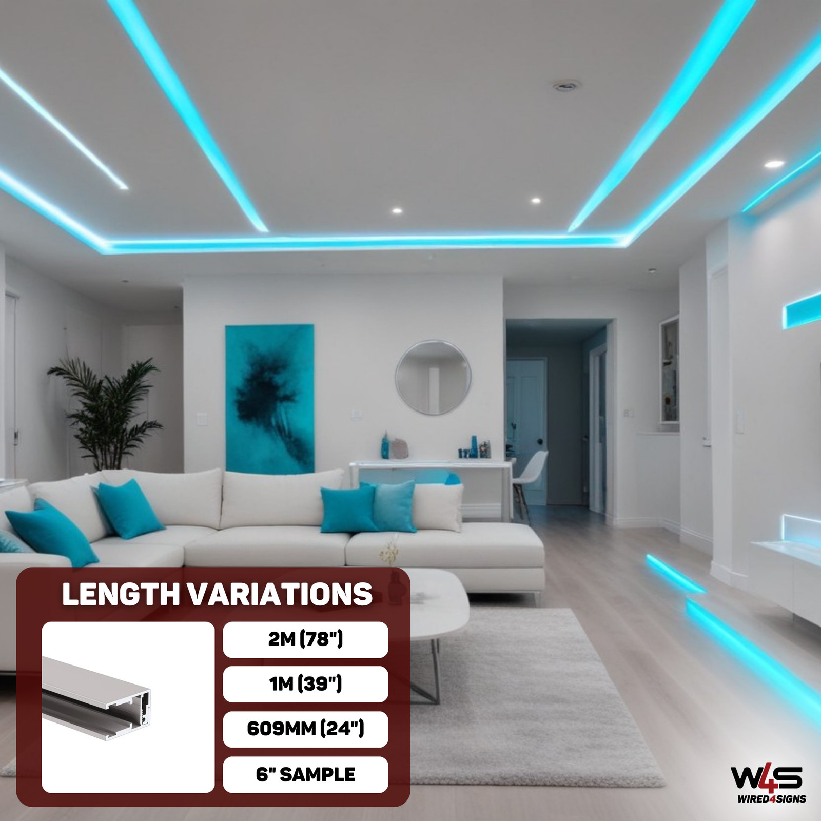 Wired4Signs LED Profile Extrusion Klus KRAV-56 Edge-Lit Glass Panels Aluminum