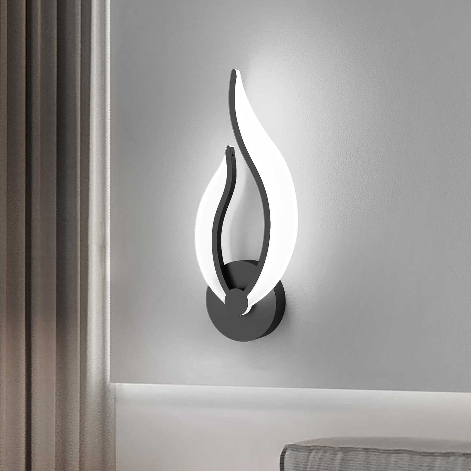 Hard-Wired 2-Pack Modern Indoor Wall Sconce 10W LED Black Dimmable Wall Sconce S