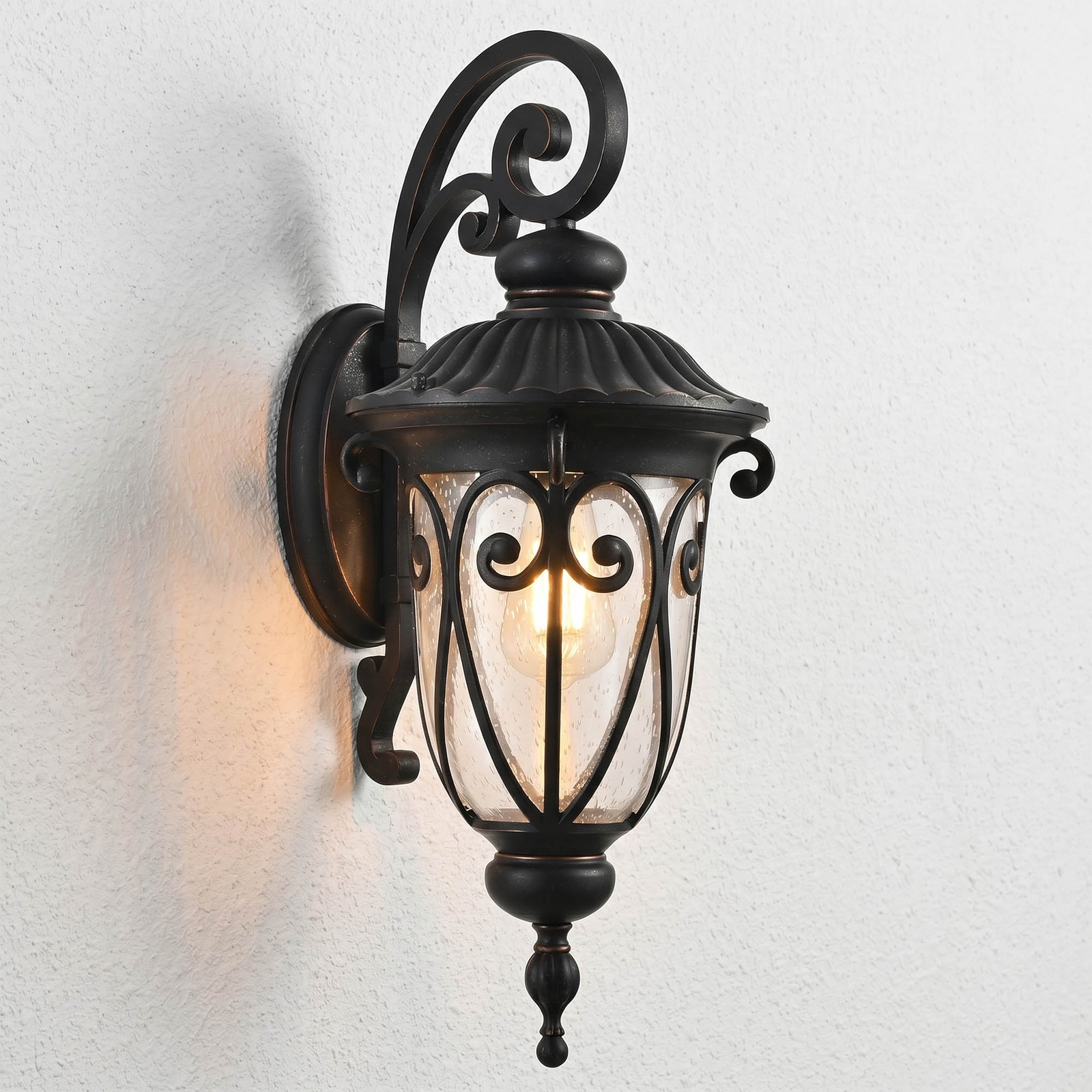 23″ Antique Bronze Outdoor Porch Wall Light Bubble Glass Vintage Sconce Fixture