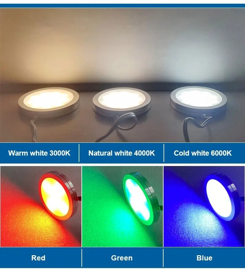 LED Under Cabinet Puck Light For Camper Display Case Shelf Counter Lighting