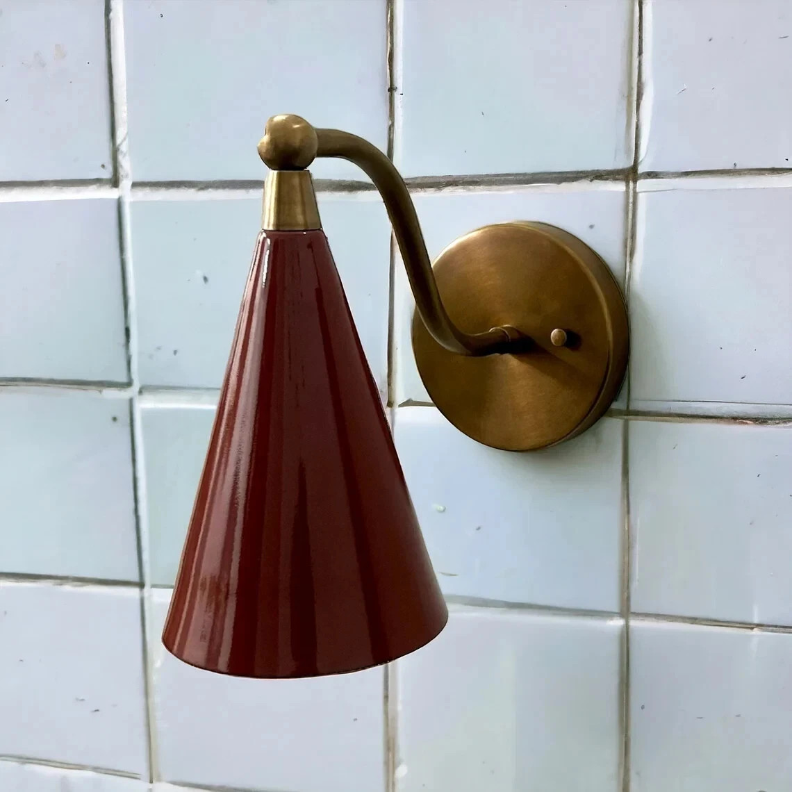 Wall Sconce Mid Century Contemporary Handcraft Raw Brass Lighting Fixture