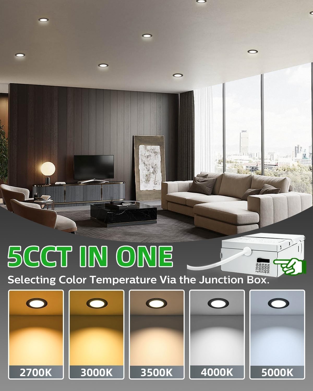 24 Pack 4 Inch Ultra-Thin LED Recessed Ceiling Light with Junction Box 9W Dimmab