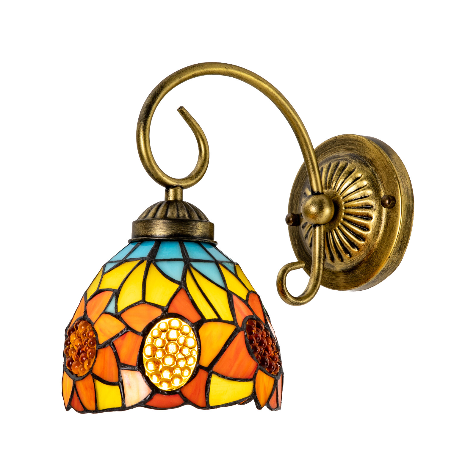 110V Wall Sconce Lamp Tiffany Vintage Stained Glass Wall Light Indoor E26