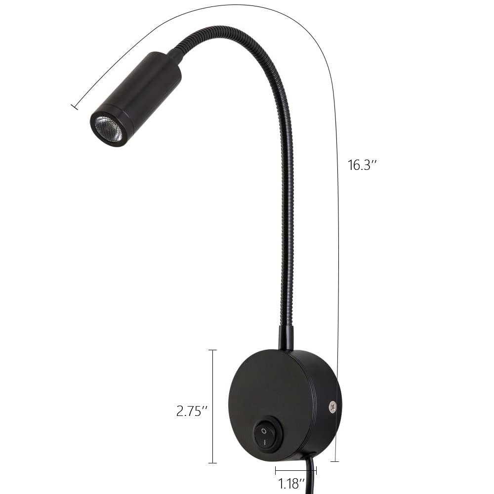 Agese Wall Mounted Reading Light Sconces Lamp Gooseneck LED 3W Warm White 3000K