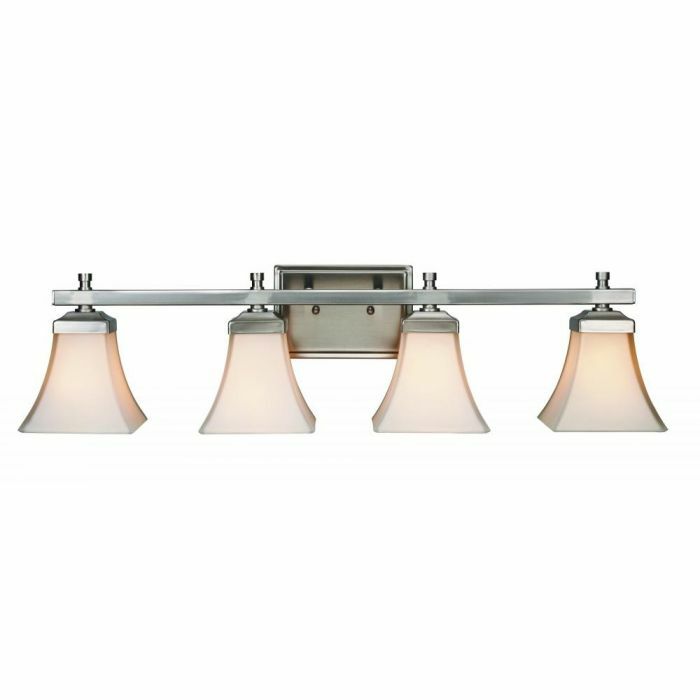 Brushed Nickel And Frost Glass 4 Light Bath Wall Fixture Orig $435